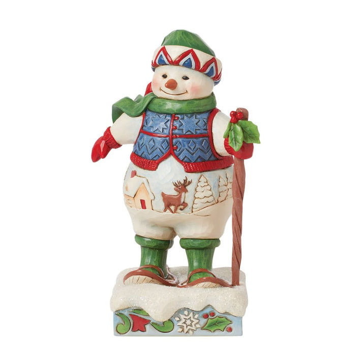 Jim Shore : Snowman wearing Snowshoes Figurine - Jim Shore : Snowman wearing Snowshoes Figurine