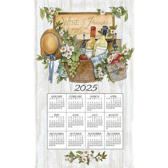 Kay Dee Designs : 2025 Calendar Towel - Wine Basket - Kay Dee Designs : 2025 Calendar Towel - Wine Basket