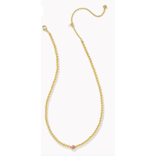 Kendra Scott : Abbie Gold Beaded Necklace in Azalea Illusion - Kendra Scott : Abbie Gold Beaded Necklace in Azalea Illusion