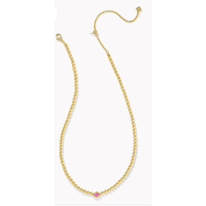 Kendra Scott : Abbie Gold Beaded Necklace in Azalea Illusion - Kendra Scott : Abbie Gold Beaded Necklace in Azalea Illusion