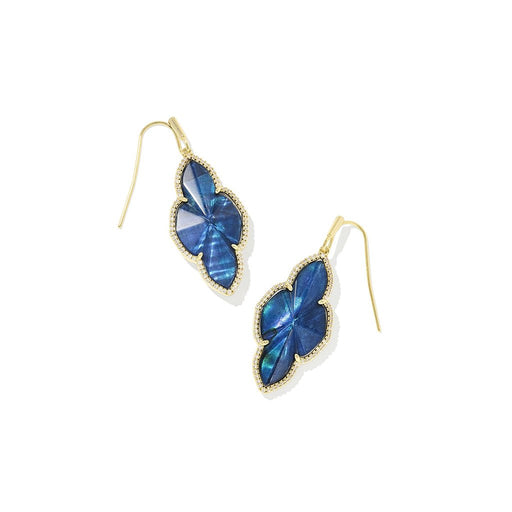 Kendra Scott : Abbie Gold Pave Frame Drop Earrings in Navy Abalone - Kendra Scott : Abbie Gold Pave Frame Drop Earrings in Navy Abalone