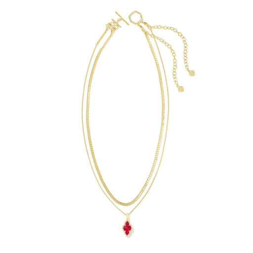 Kendra Scott : Abbie Gold Pave Frame Multi Strand Necklace in Cranberry Illusion - Kendra Scott : Abbie Gold Pave Frame Multi Strand Necklace in Cranberry Illusion