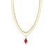 Kendra Scott : Abbie Gold Pave Frame Multi Strand Necklace in Cranberry Illusion - Kendra Scott : Abbie Gold Pave Frame Multi Strand Necklace in Cranberry Illusion