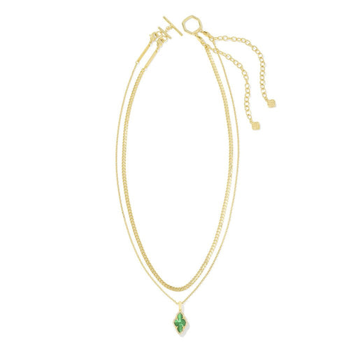 Kendra Scott : Abbie Gold Pave Frame Multi Strand Necklace in Green Illusion - Kendra Scott : Abbie Gold Pave Frame Multi Strand Necklace in Green Illusion