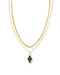 Kendra Scott : Abbie Gold Pave Frame Multi Strand Necklace in Navy Abalone - Kendra Scott : Abbie Gold Pave Frame Multi Strand Necklace in Navy Abalone