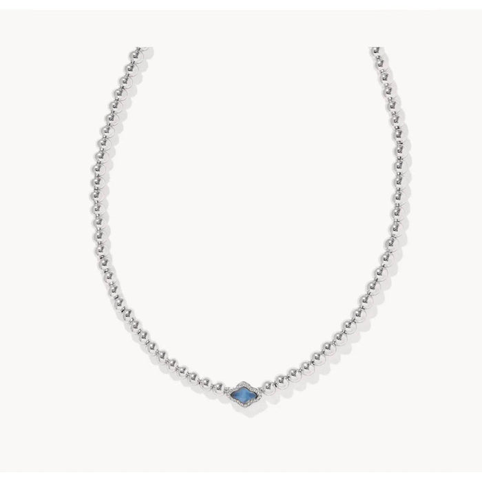 Kendra Scott : Abbie Silver Beaded Necklace in Light Blue Mother - of - Pearl - Kendra Scott : Abbie Silver Beaded Necklace in Light Blue Mother - of - Pearl