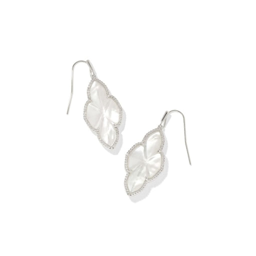 Kendra Scott : Abbie Silver Pave Frame Drop Earrings in Ivory Mother - of - Pearl - Kendra Scott : Abbie Silver Pave Frame Drop Earrings in Ivory Mother - of - Pearl