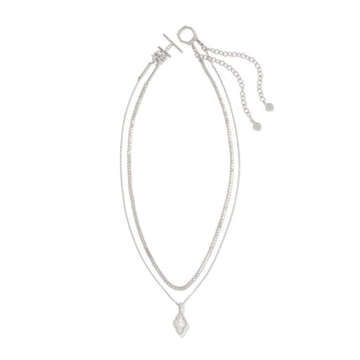 Kendra Scott : Abbie Silver Pave Frame Multi Strand Necklace in Ivory Mother of Pearl - Kendra Scott : Abbie Silver Pave Frame Multi Strand Necklace in Ivory Mother of Pearl