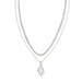 Kendra Scott : Abbie Silver Pave Frame Multi Strand Necklace in Ivory Mother of Pearl - Kendra Scott : Abbie Silver Pave Frame Multi Strand Necklace in Ivory Mother of Pearl