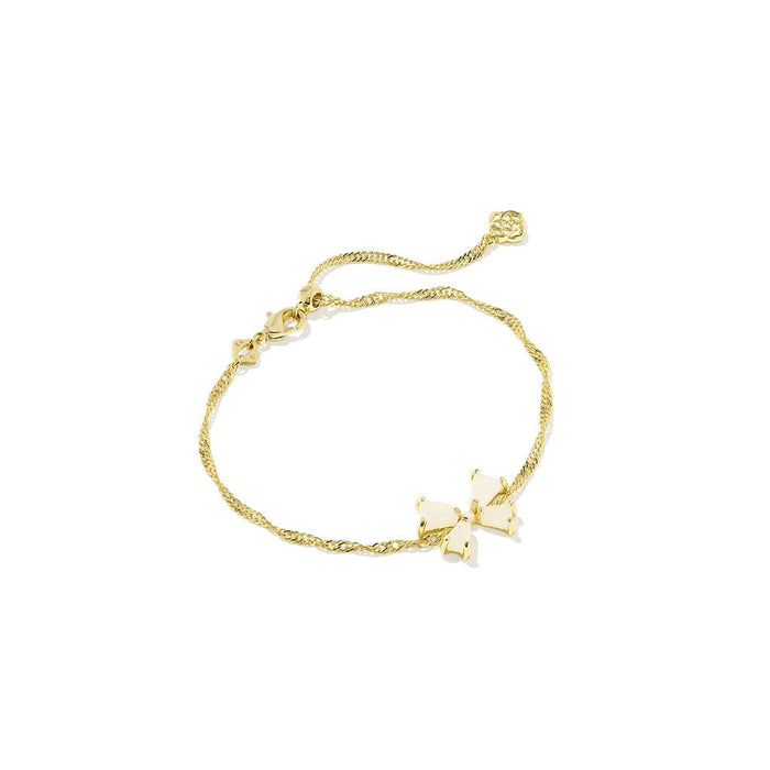 Kendra Scott : Blair Gold Bow Small Delicate Chain Bracelet in Iridescent Drusy - Kendra Scott : Blair Gold Bow Small Delicate Chain Bracelet in Iridescent Drusy