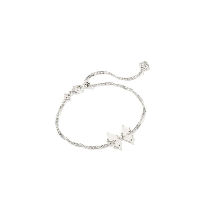 Kendra Scott : Blair Silver Bow Small Delicate Chain Bracelet in Iridescent Drusy - Kendra Scott : Blair Silver Bow Small Delicate Chain Bracelet in Iridescent Drusy