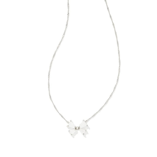 Kendra Scott : Blair Silver Bow Small Short Pendant Necklace in Iridescent Drusy - Kendra Scott : Blair Silver Bow Small Short Pendant Necklace in Iridescent Drusy