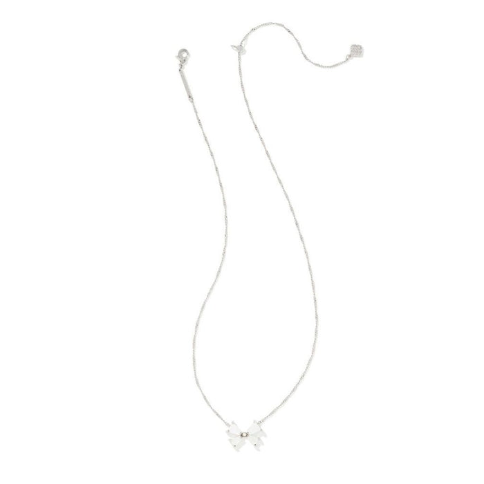 Kendra Scott : Blair Silver Bow Small Short Pendant Necklace in Iridescent Drusy - Kendra Scott : Blair Silver Bow Small Short Pendant Necklace in Iridescent Drusy