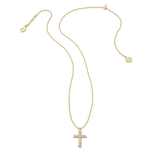 Kendra Scott : Cross Gold Pendant Necklace in White Crystal - Kendra Scott : Cross Gold Pendant Necklace in White Crystal