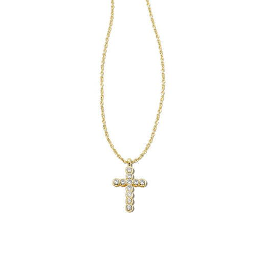 Kendra Scott : Cross Gold Pendant Necklace in White Crystal - Kendra Scott : Cross Gold Pendant Necklace in White Crystal