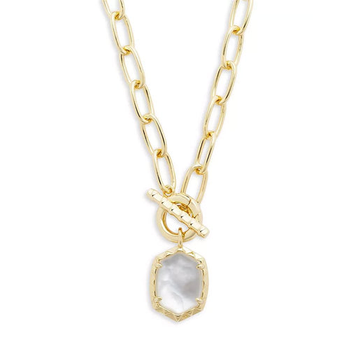 Kendra Scott : Daphne Convertible Gold Link and Chain Necklace in Ivory Mother Of Pearl - Kendra Scott : Daphne Convertible Gold Link and Chain Necklace in Ivory Mother Of Pearl