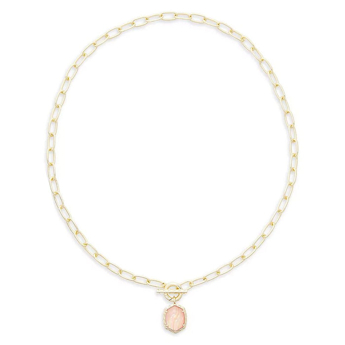 Kendra Scott : Daphne Convertible Gold Link and Chain Necklace in Light Pink Iridescent Abalone - Kendra Scott : Daphne Convertible Gold Link and Chain Necklace in Light Pink Iridescent Abalone