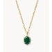 Kendra Scott : Daphne Gold Metal Pave Frame Short Pendant Necklace in Green Malachite - Kendra Scott : Daphne Gold Metal Pave Frame Short Pendant Necklace in Green Malachite