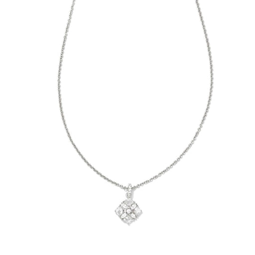 Kendra Scott : Dira Silver Crystal Short Pendant Necklace in White Crystal - Kendra Scott : Dira Silver Crystal Short Pendant Necklace in White Crystal