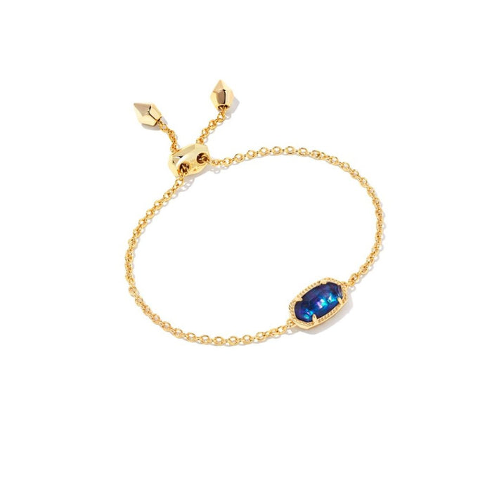 Kendra Scott : Elaina Gold Adjustable Chain Bracelet in Navy Abalone - Kendra Scott : Elaina Gold Adjustable Chain Bracelet in Navy Abalone