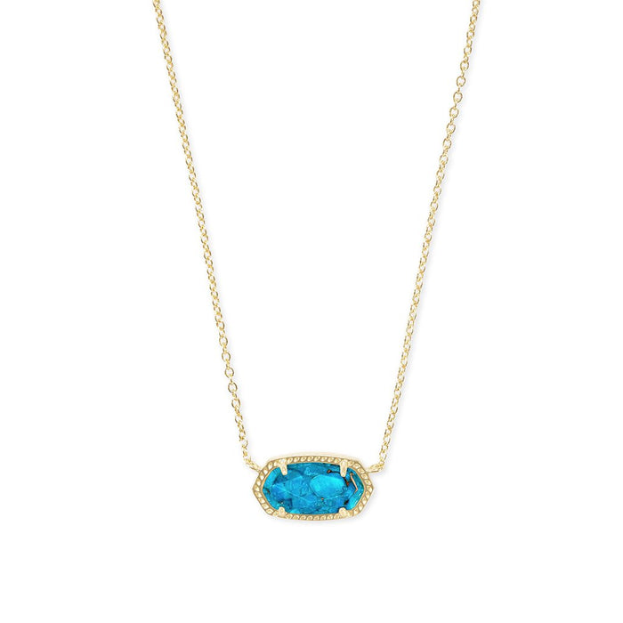 Kendra Scott :Elisa Gold Pendant Necklace in Bronze Veined Turquoise - Kendra Scott :Elisa Gold Pendant Necklace in Bronze Veined Turquoise