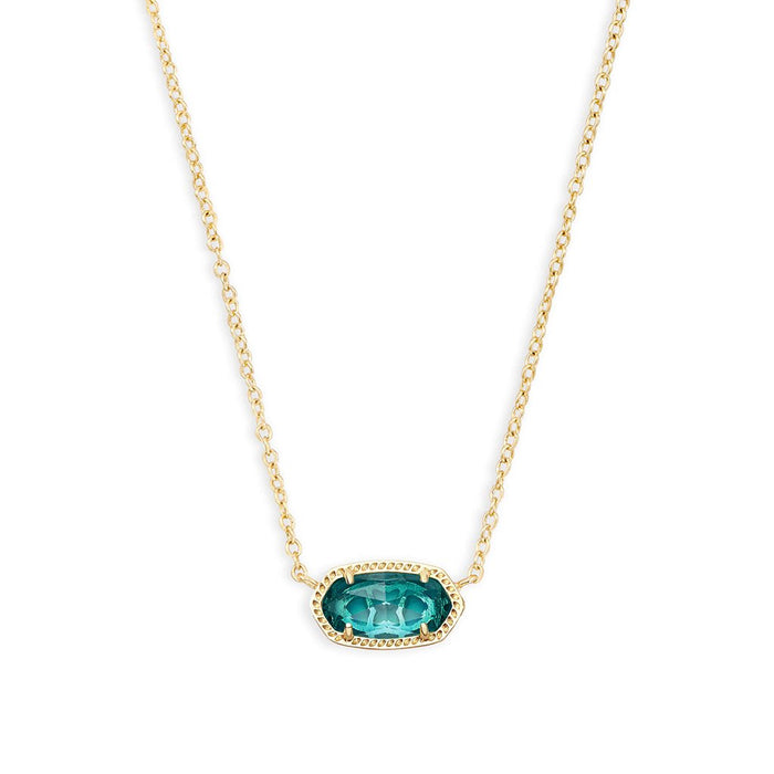 Kendra Scott : Elisa Gold Pendant Necklace in London Blue Glass - Kendra Scott : Elisa Gold Pendant Necklace in London Blue Glass