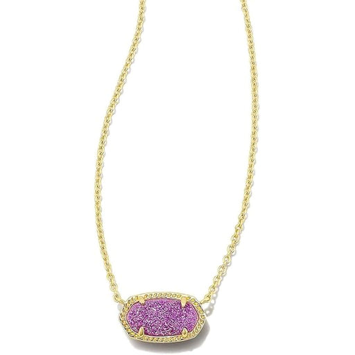 Kendra Scott : Elisa Gold Pendant Necklace in Mulberry Drusy - Kendra Scott : Elisa Gold Pendant Necklace in Mulberry Drusy