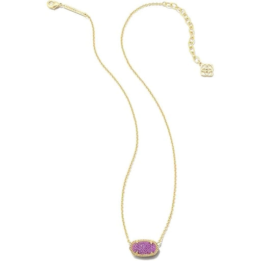 Kendra Scott : Elisa Gold Pendant Necklace in Mulberry Drusy - Kendra Scott : Elisa Gold Pendant Necklace in Mulberry Drusy