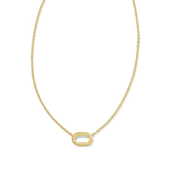 Kendra Scott : Elisa Ridge Open Frame Short Pendant Necklace in Gold - Kendra Scott : Elisa Ridge Open Frame Short Pendant Necklace in Gold