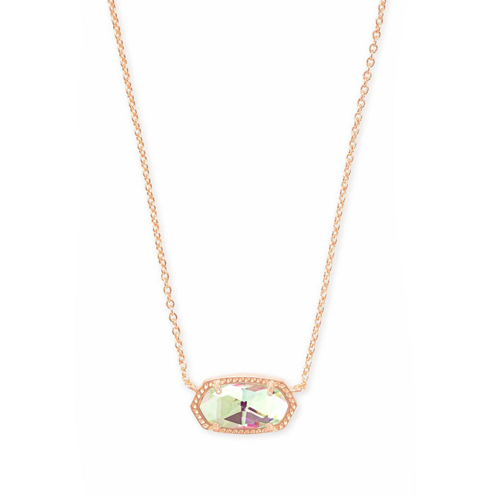 Kendra Scott :Elisa Rose Gold Pendant Necklace in Dichroic Glass - Kendra Scott :Elisa Rose Gold Pendant Necklace in Dichroic Glass