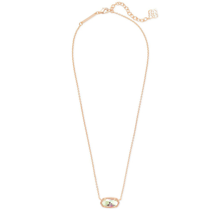 Kendra Scott :Elisa Rose Gold Pendant Necklace in Dichroic Glass - Kendra Scott :Elisa Rose Gold Pendant Necklace in Dichroic Glass