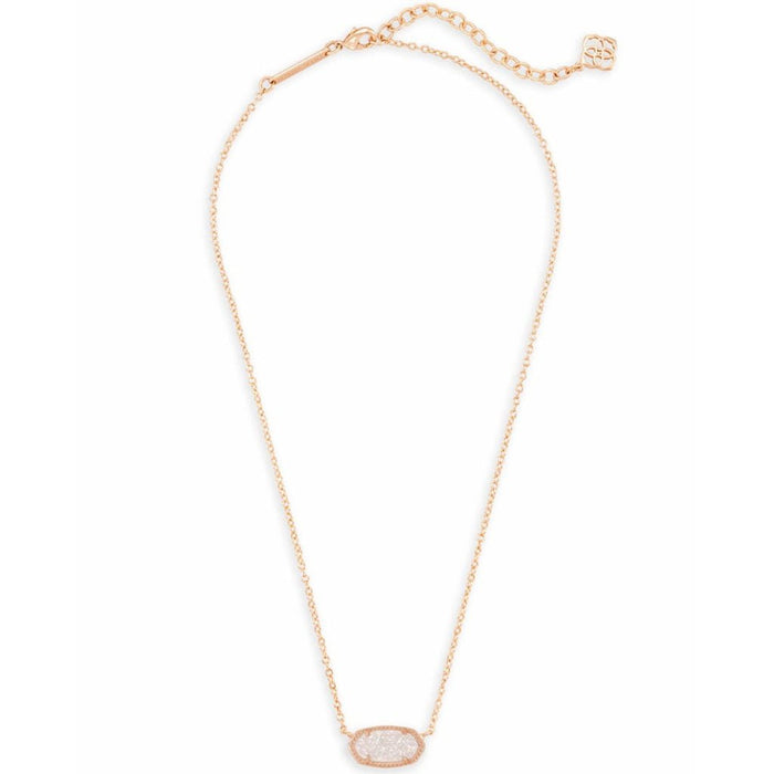 Kendra Scott : Elisa Rose Gold Pendant Necklace in Iridescent Drusy - Kendra Scott : Elisa Rose Gold Pendant Necklace in Iridescent Drusy