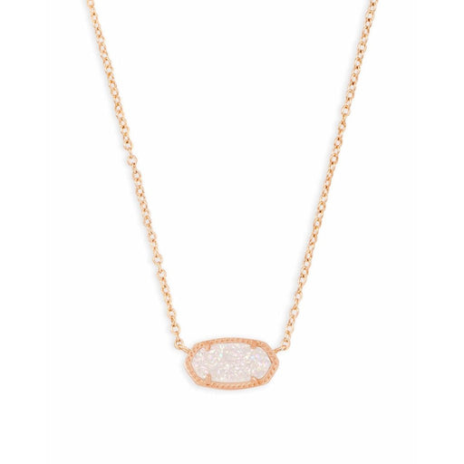 Kendra Scott : Elisa Rose Gold Pendant Necklace in Iridescent Drusy - Kendra Scott : Elisa Rose Gold Pendant Necklace in Iridescent Drusy