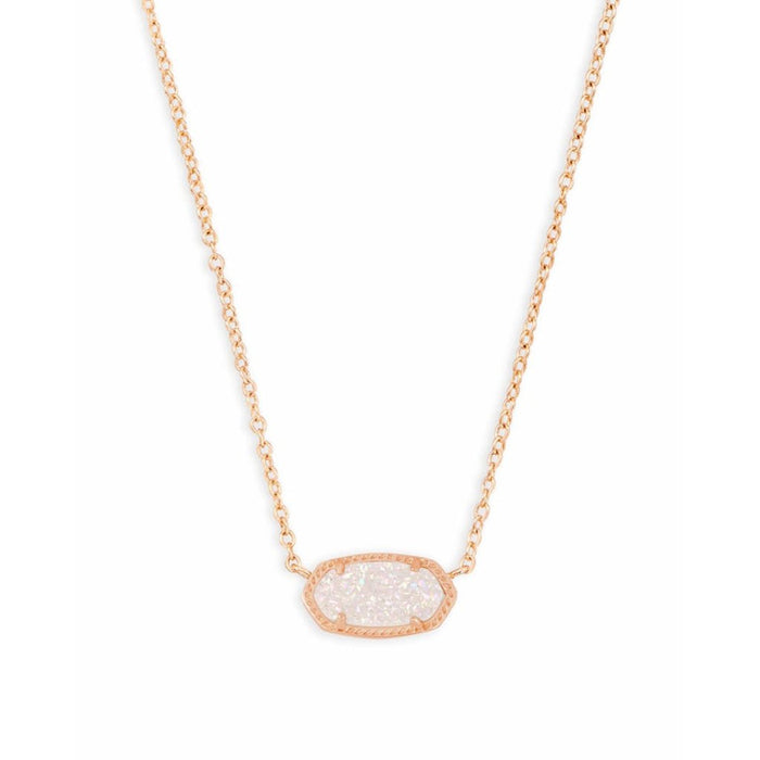 Kendra Scott : Elisa Rose Gold Pendant Necklace in Iridescent Drusy - Kendra Scott : Elisa Rose Gold Pendant Necklace in Iridescent Drusy