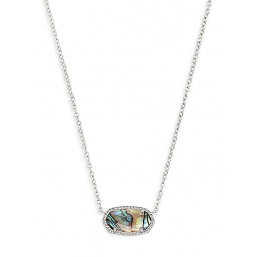 Kendra Scott : Elisa Short Pendant Necklace in Rhodium Abalone Shell - Kendra Scott : Elisa Short Pendant Necklace in Rhodium Abalone Shell