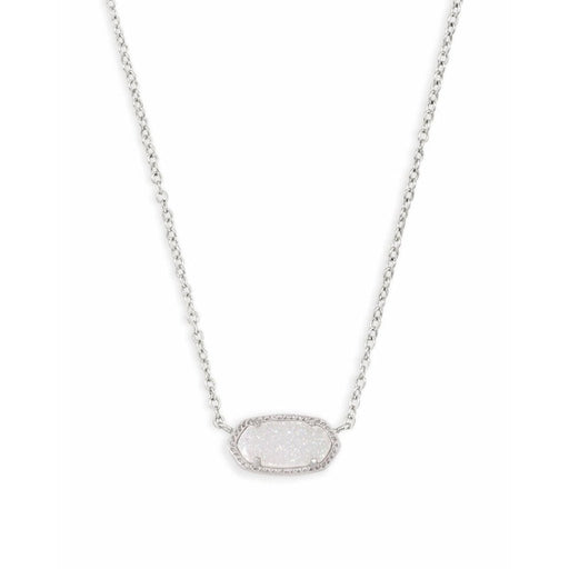 Kendra Scott : Elisa Silver Pendant Necklace in Iridescent Drusy - Kendra Scott : Elisa Silver Pendant Necklace in Iridescent Drusy