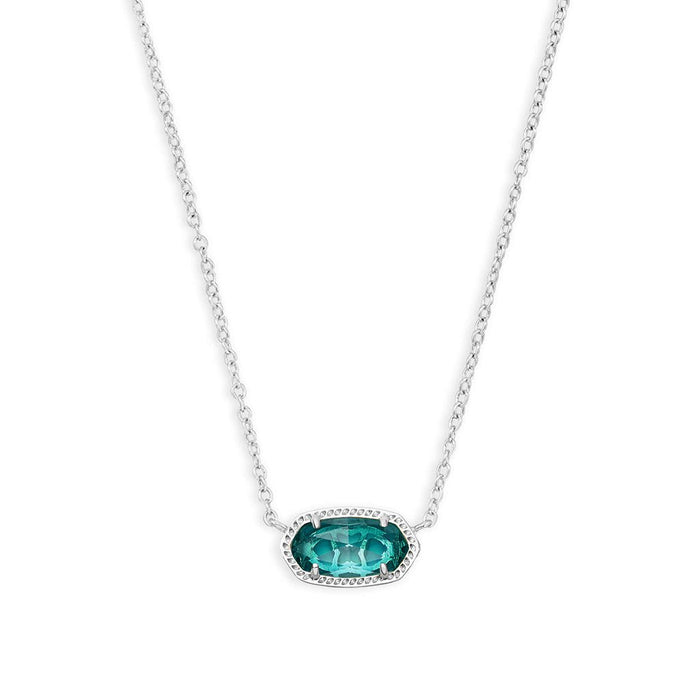 Kendra Scott : Elisa Silver Pendant Necklace in London Blue Glass - Kendra Scott : Elisa Silver Pendant Necklace in London Blue Glass