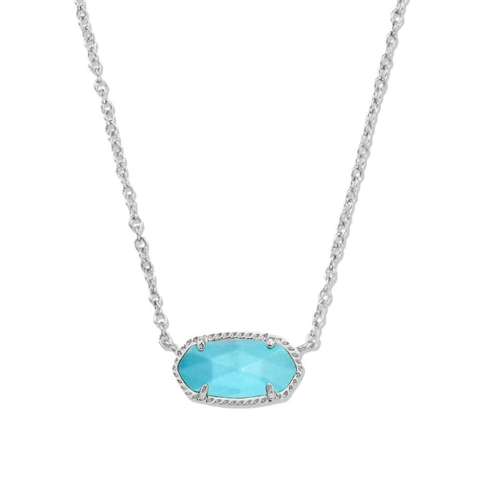 Kendra Scott : Elisa Silver Pendant Necklace in Rhodium Turquoise - Kendra Scott : Elisa Silver Pendant Necklace in Rhodium Turquoise