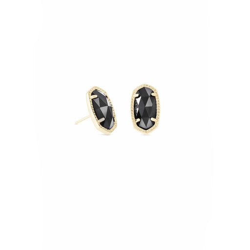 Kendra Scott : Ellie Gold Stud Earrings In Black Opaque Glass - Kendra Scott : Ellie Gold Stud Earrings In Black Opaque Glass