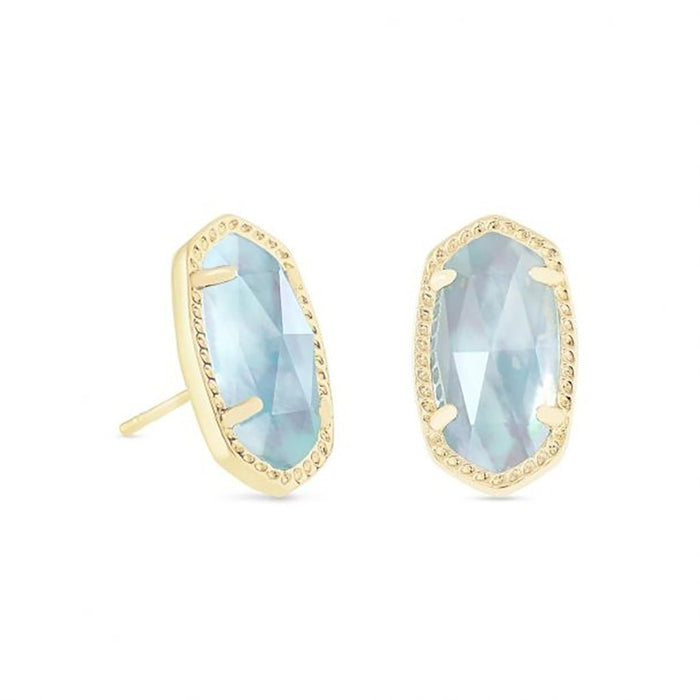 Kendra Scott : Ellie Gold Stud Earrings In Light Blue Illusion - Kendra Scott : Ellie Gold Stud Earrings In Light Blue Illusion