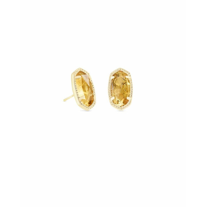 Kendra Scott : Ellie Gold Stud Earrings In Orange Citrine - Kendra Scott : Ellie Gold Stud Earrings In Orange Citrine