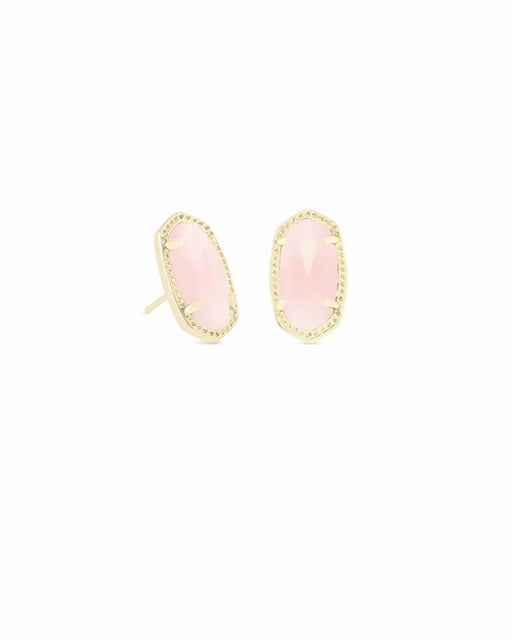 Kendra Scott : Ellie Gold Stud Earrings In Rose Quartz - Kendra Scott : Ellie Gold Stud Earrings In Rose Quartz