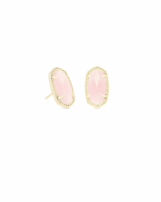 Kendra Scott : Ellie Gold Stud Earrings In Rose Quartz - Kendra Scott : Ellie Gold Stud Earrings In Rose Quartz