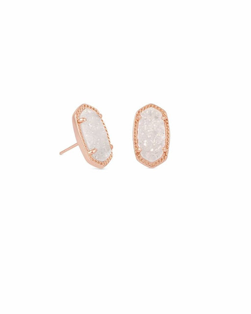 Kendra Scott : Ellie Rose Gold Stud Earrings in Iridescent Drusy - Kendra Scott : Ellie Rose Gold Stud Earrings in Iridescent Drusy