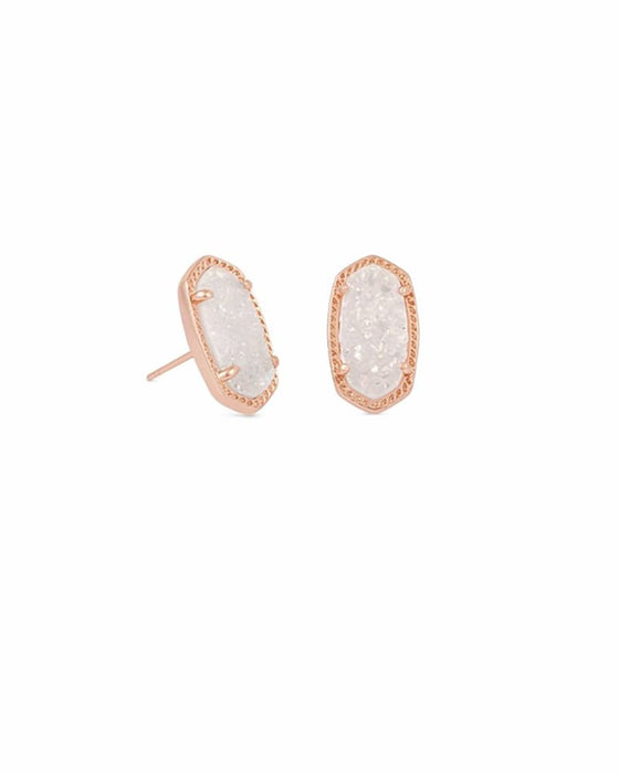 Kendra Scott : Ellie Rose Gold Stud Earrings in Iridescent Drusy - Kendra Scott : Ellie Rose Gold Stud Earrings in Iridescent Drusy