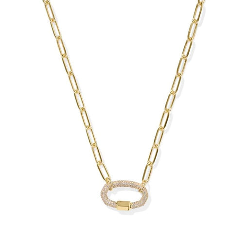 Kendra Scott : Emery Gold Link and Chain Necklace in White Crystal - Kendra Scott : Emery Gold Link and Chain Necklace in White Crystal