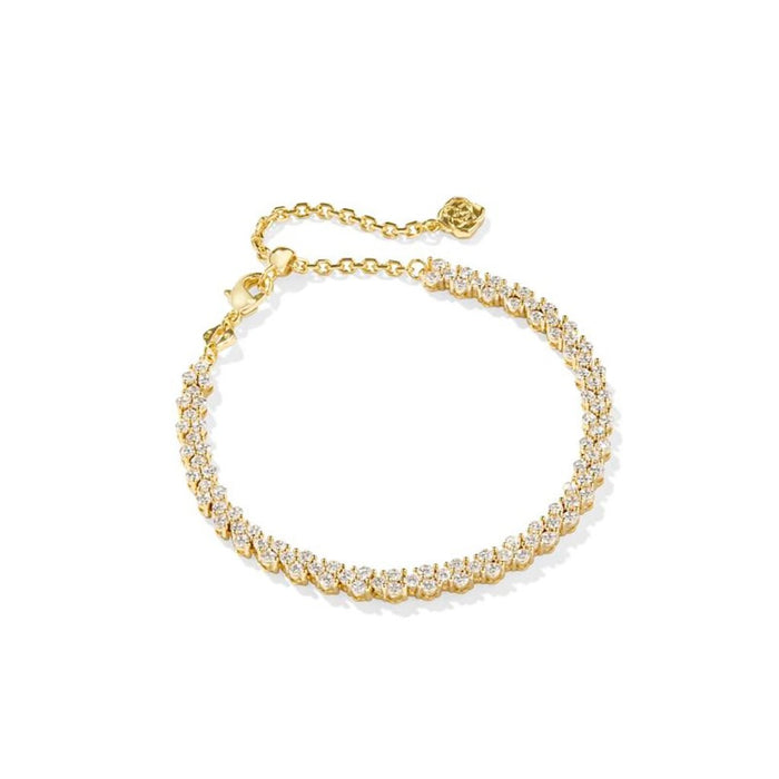 Kendra Scott : Emery Gold Tennis Bracelet in White Crystal - Kendra Scott : Emery Gold Tennis Bracelet in White Crystal