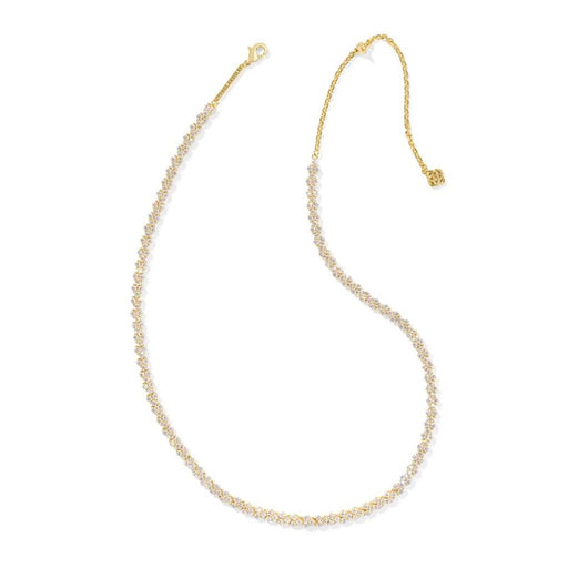 Kendra Scott : Emery Gold Tennis Necklace in White Crystal - Kendra Scott : Emery Gold Tennis Necklace in White Crystal