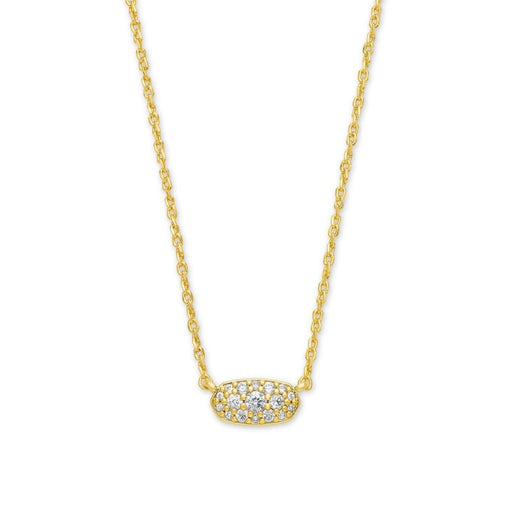 Kendra Scott : Grayson Gold Pendant Necklace in White Crystal - Kendra Scott : Grayson Gold Pendant Necklace in White Crystal