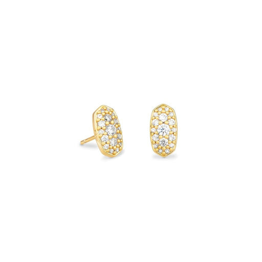 Kendra Scott : Grayson Gold Stud Earrings in White Crystal - Kendra Scott : Grayson Gold Stud Earrings in White Crystal